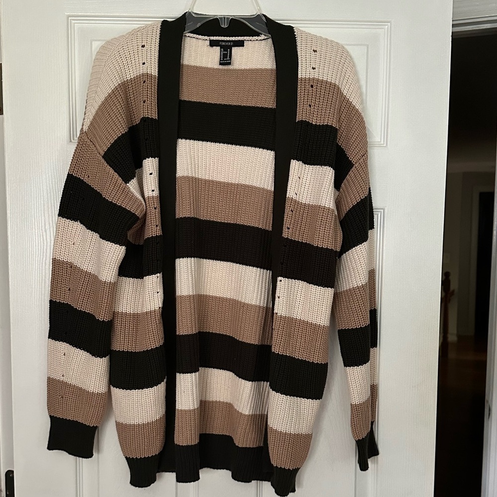Forever 21 Striped Cardigan with Pockets